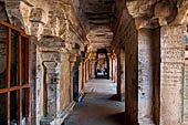 The great Chola temples of Tamil Nadu - The Brihadishwara Temple of Thanjavur. The colonnaded gallery around the temple precinct.